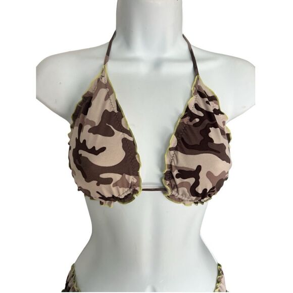 Unbranded Bikini Top And Bottom Camuflase Printed In Light Brown Color Size S - Picture 4 of 6